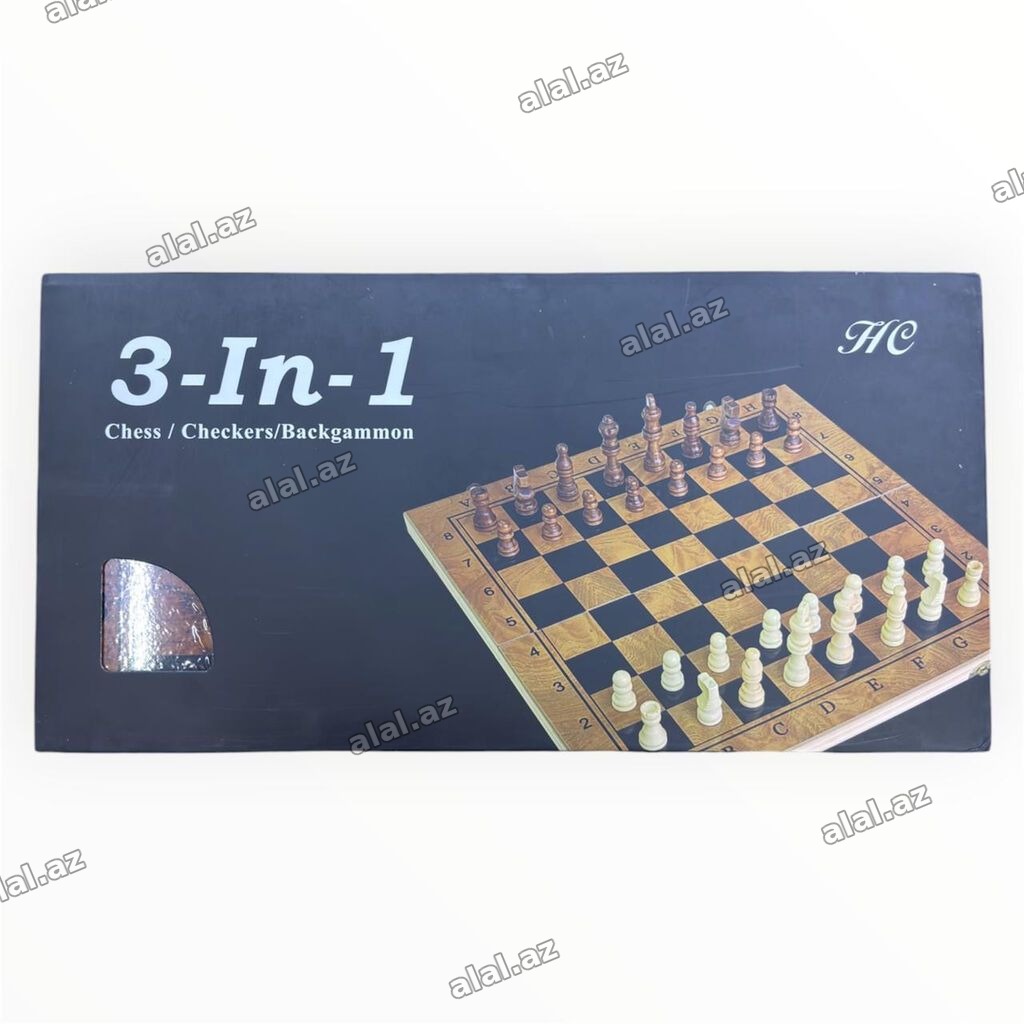 №: 14016 Məhsulun adı: Şahmat + dama + nərd (3-ü 1-də), taxta, 25 sm