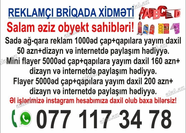 Flayer buklet çap edib binalarda mənzil qapılarına yaymaqla