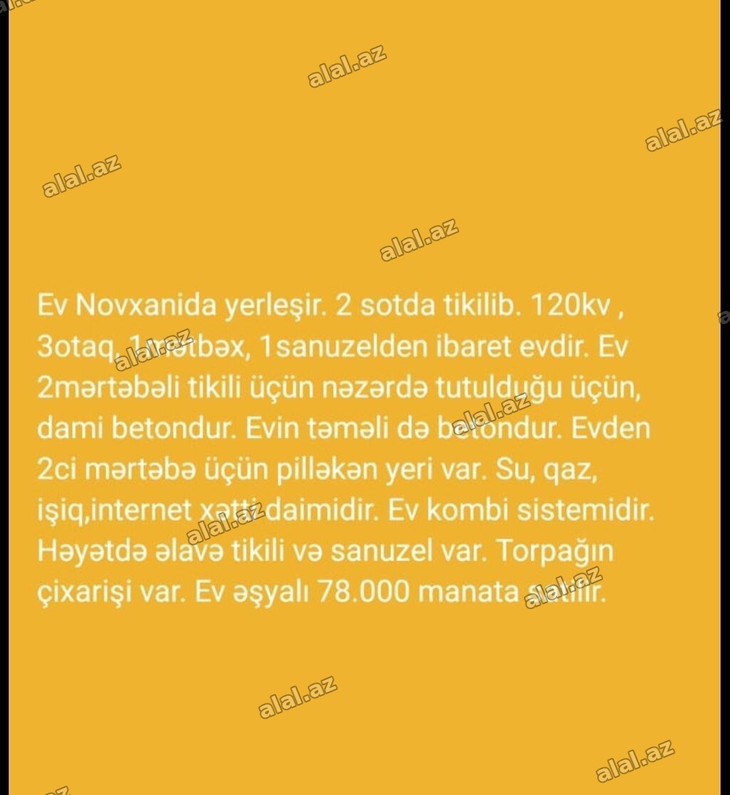 Bakı, Novxanı, 3 otaqlı, Köhnə tikili, 120 kv. m