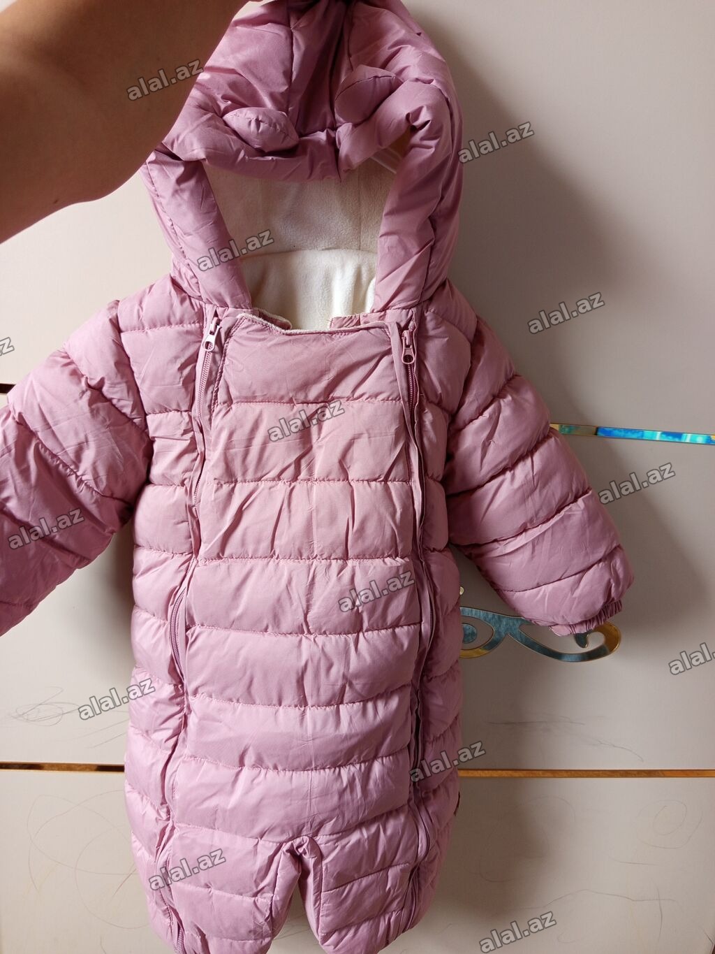 Uşaq üçün qış kombinezonu - Rəng: pudra/çəhrayı - Model: qalın, şişmə
