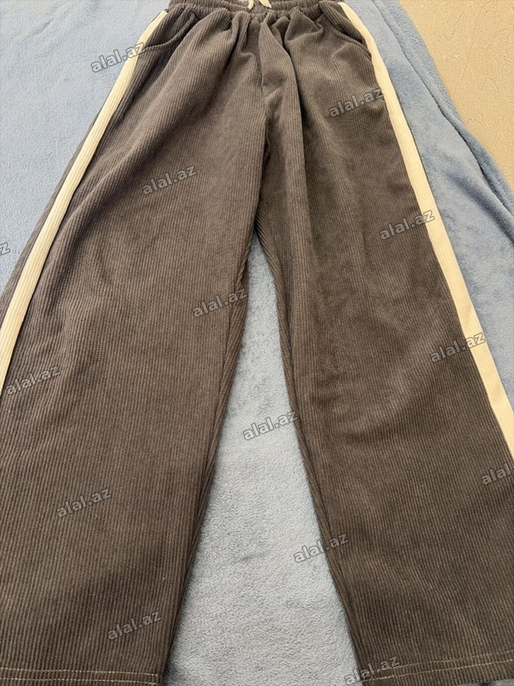 Unisex trikotaj şalvar – XL ölçü - Rəng: tünd boz (yanlarda krem
