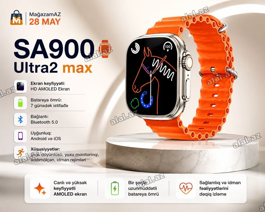 Kateqoriya: Smart saatlar Məhsul: Smart saat “SA900 Ultra2 Max”