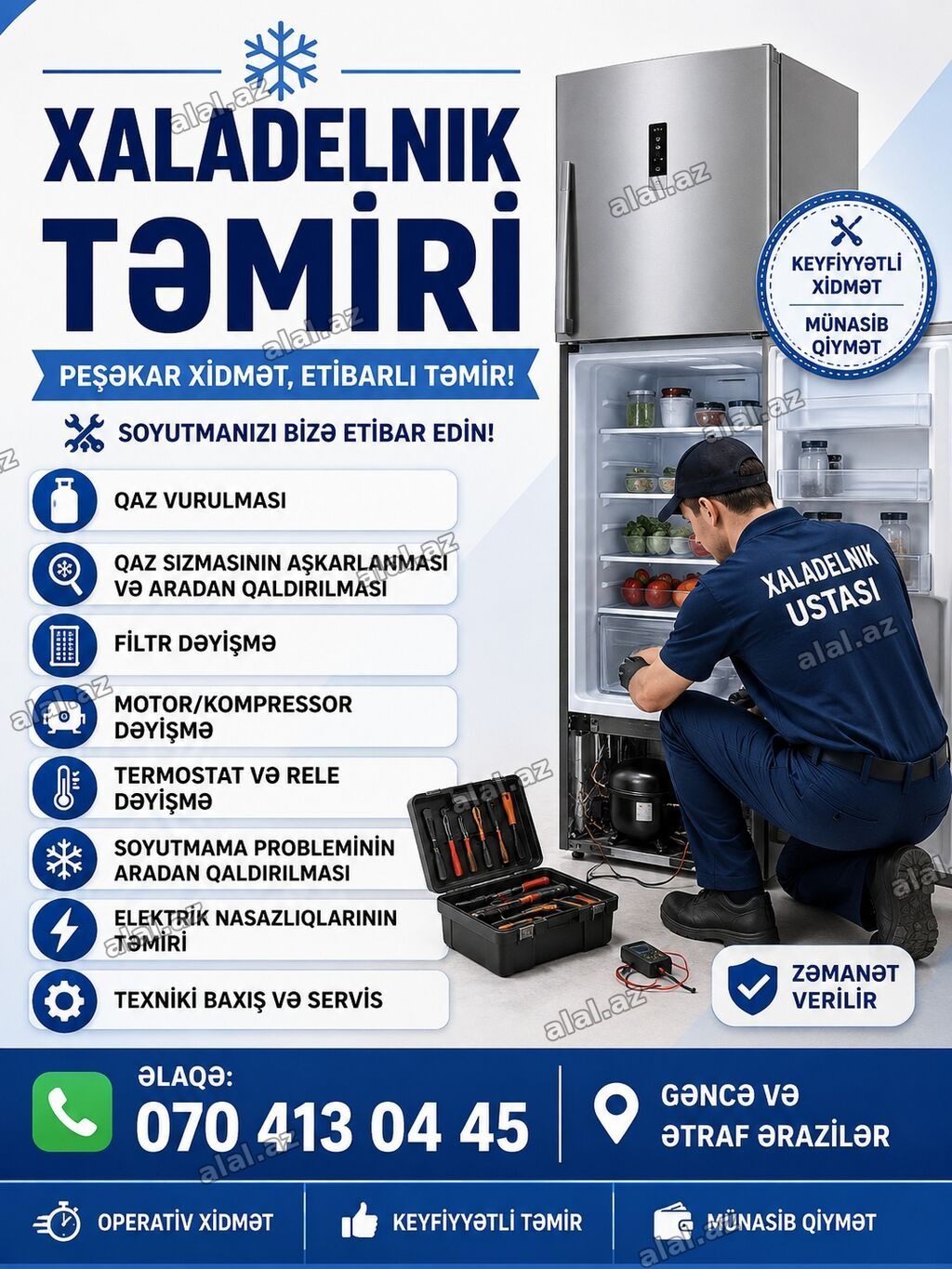 Xaladelnik təmiri xidməti. Peşəkar və etibarlı servis çərçivəsində
