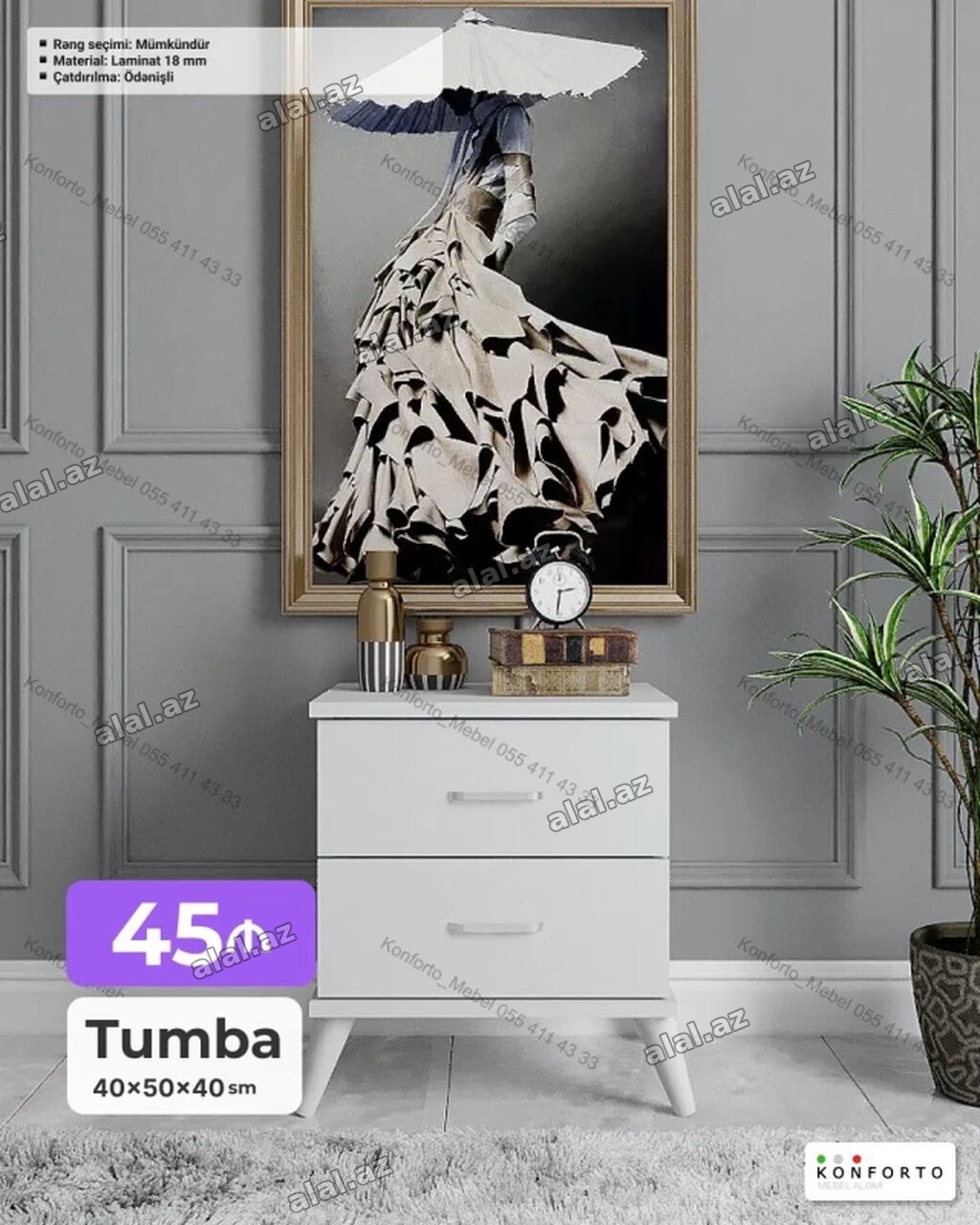 Tumba – 40×50×40 sm - Rəng seçimi: mümkündür - Material: 18 mm