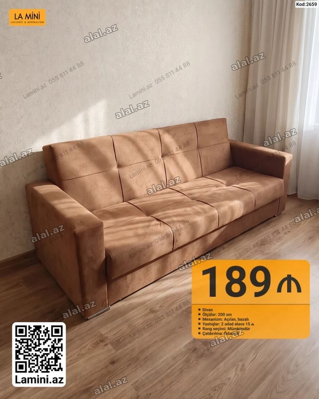 La Mini – Divan (Kod: 2659) - Uzunluq: 200 sm - Mexanizm: Açılan