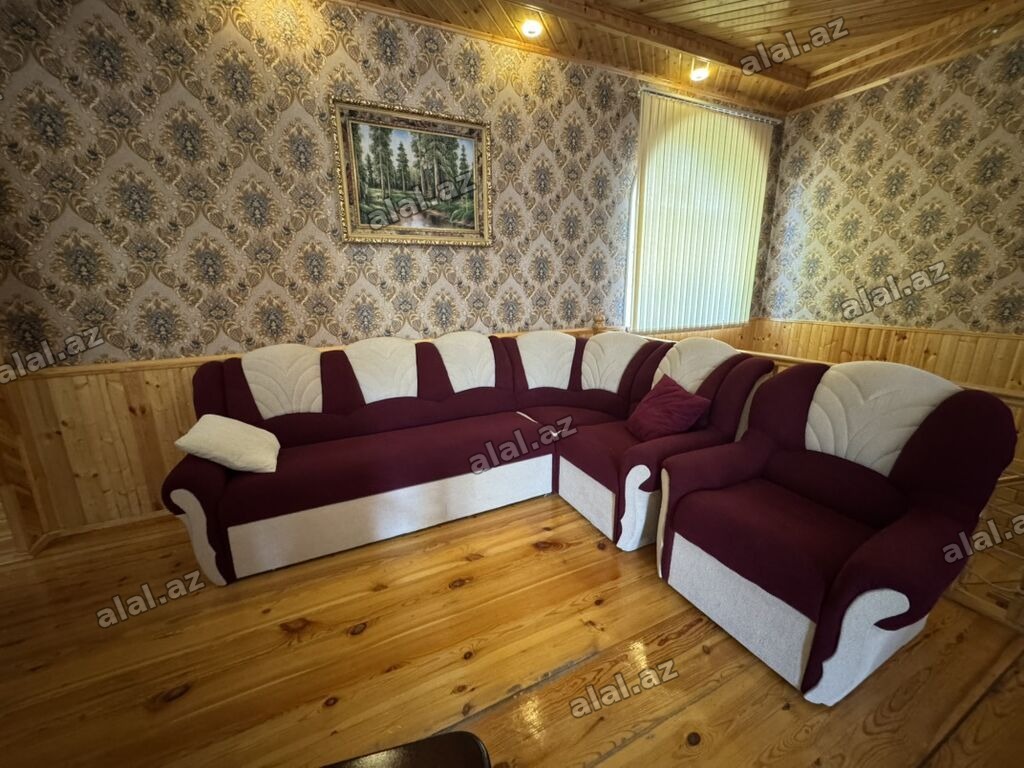 Qonaq otağı üçün yumşaq mebel dəsti satılır. Dəst böyük L formalı künc