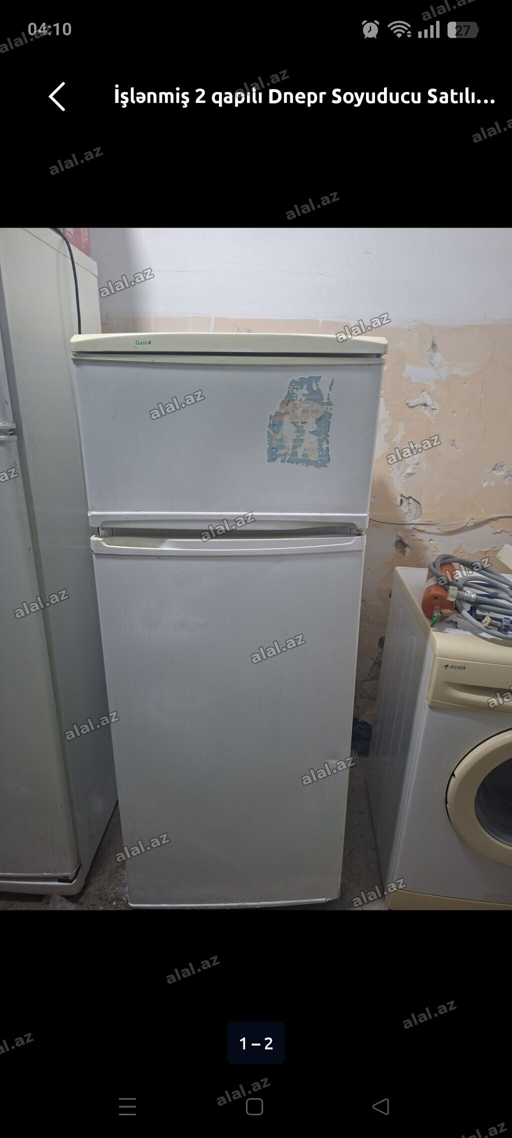 İşlənmiş 2 qapılı Stinol Soyuducu Satılır, rəng - Qırmızı, Dispenserli