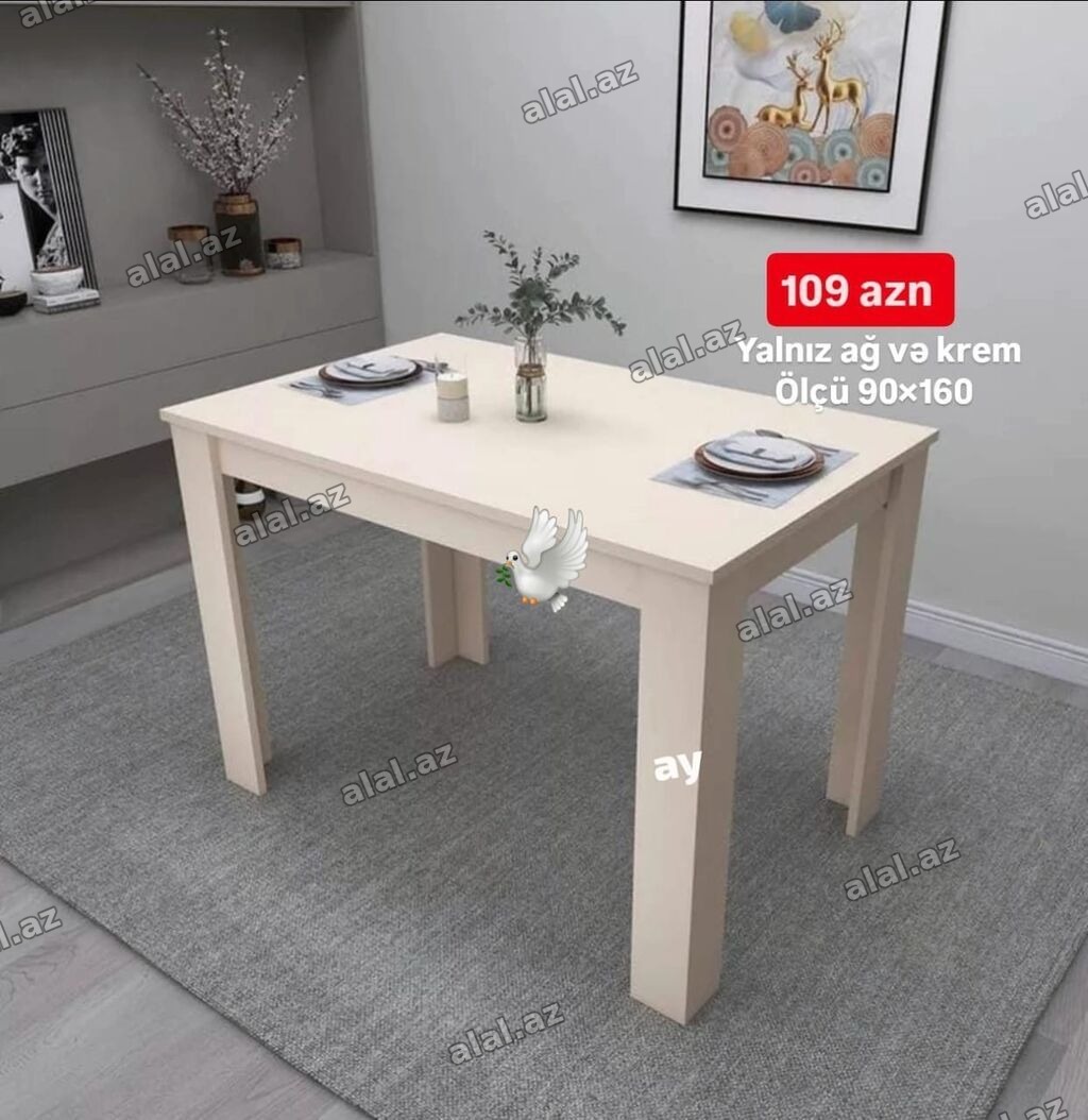 Qonaq masası, Yeni, Açılmayan, Dördbucaq masa
