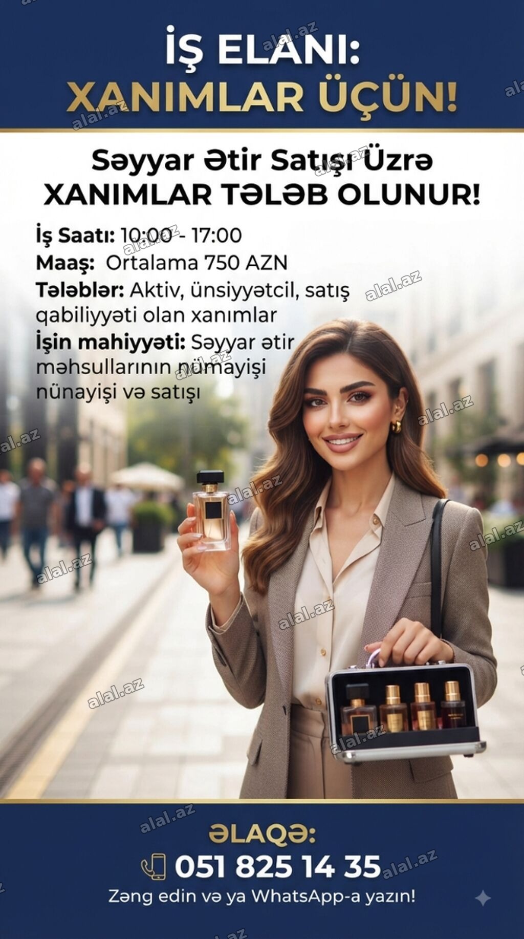Satış məsləhətçisi tələb olunur, Yalnız qadınlar üçün, İstənilən yaş, Təcrübəsiz