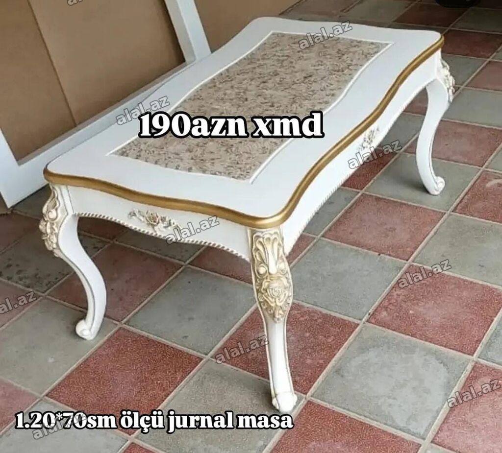 Jurnal masa – 1.20 × 70 sm ölçüdə. Klassik üslubda, ağ rəngli korpus
