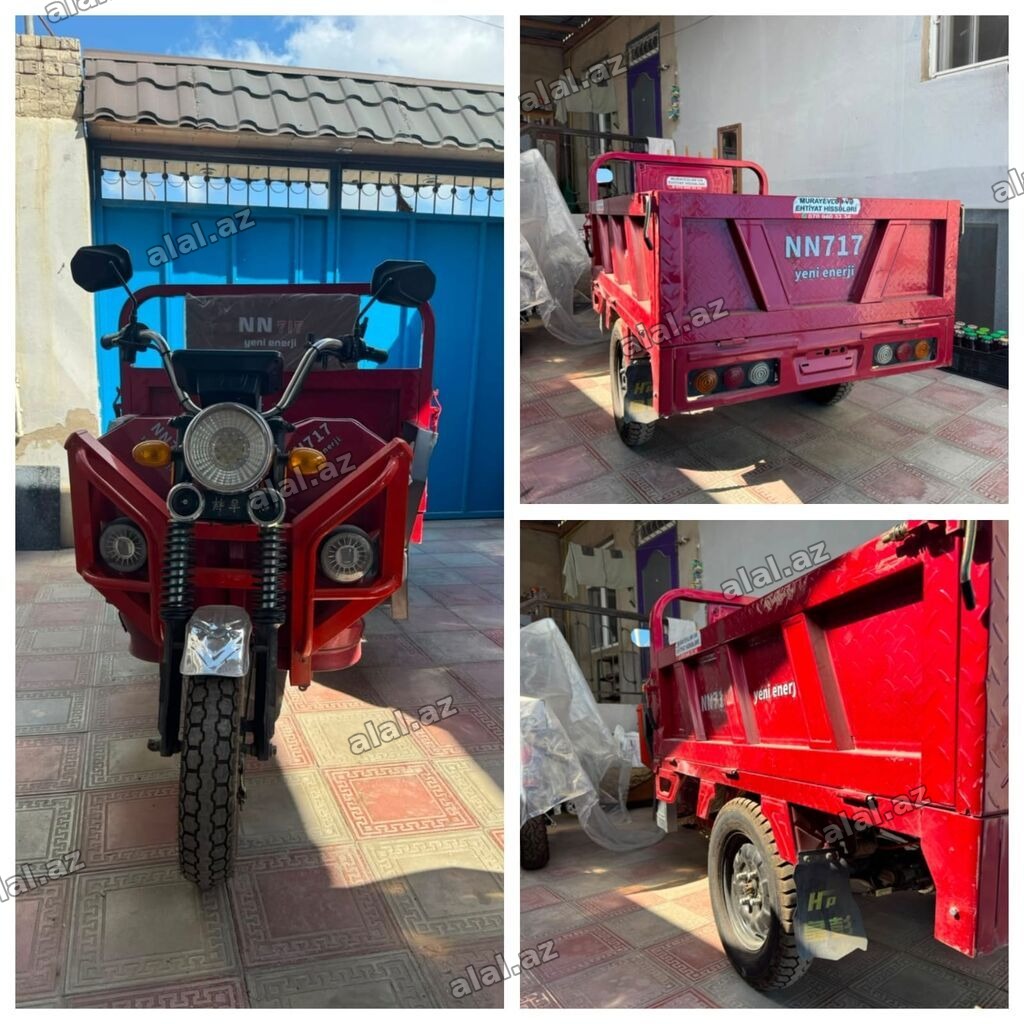 Qırmızı yükdaşıyan üçtəkərli motosiklet (trike) – NN717 “yeni enerji”
