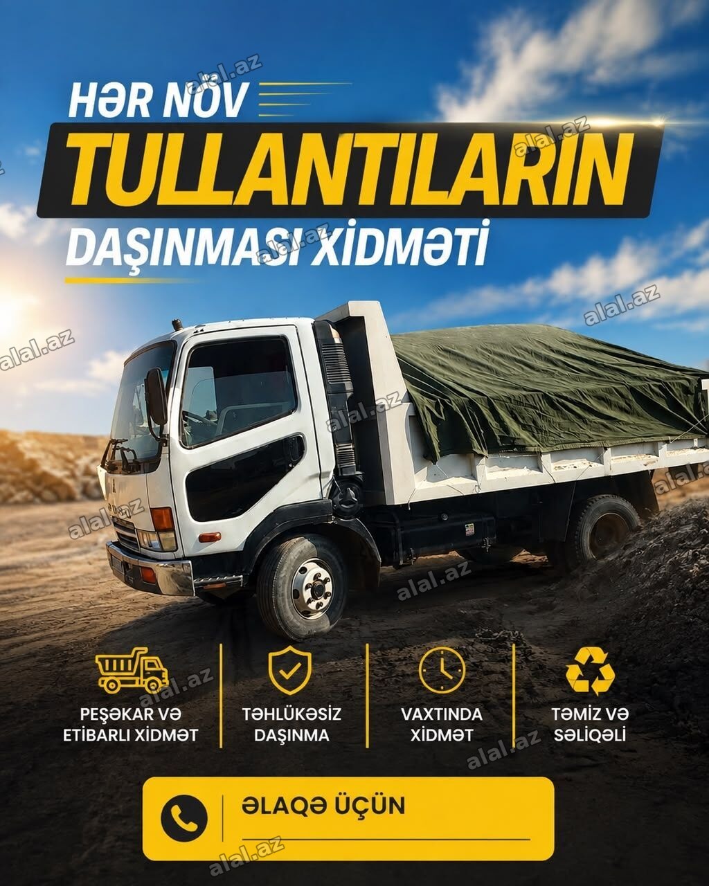 Hər növ tullantıların daşınması xidməti - Məişət, tikinti, bağ və