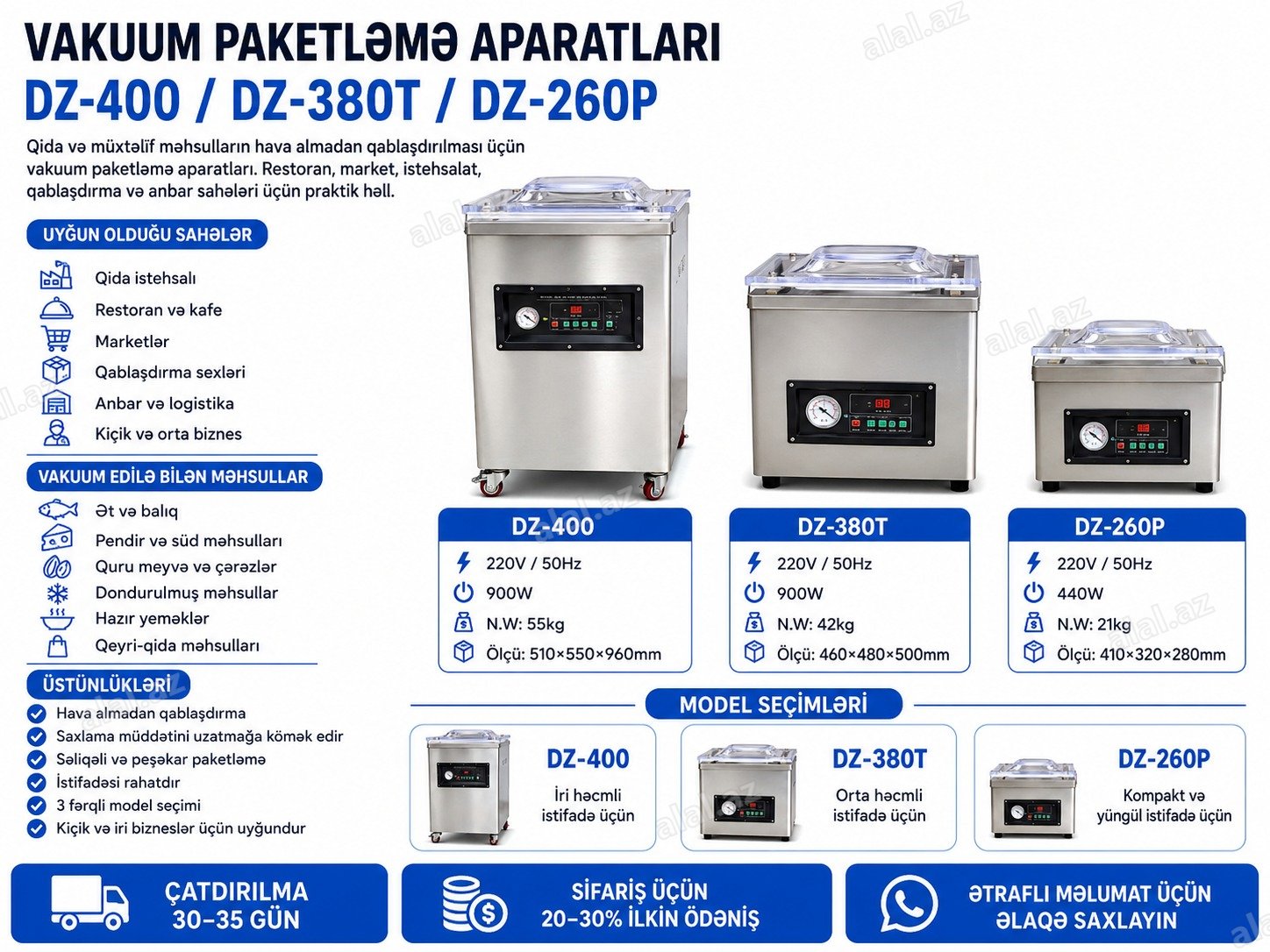 Vakuum paketləmə aparatı DZ-400 / DZ-380T / DZ-260P
