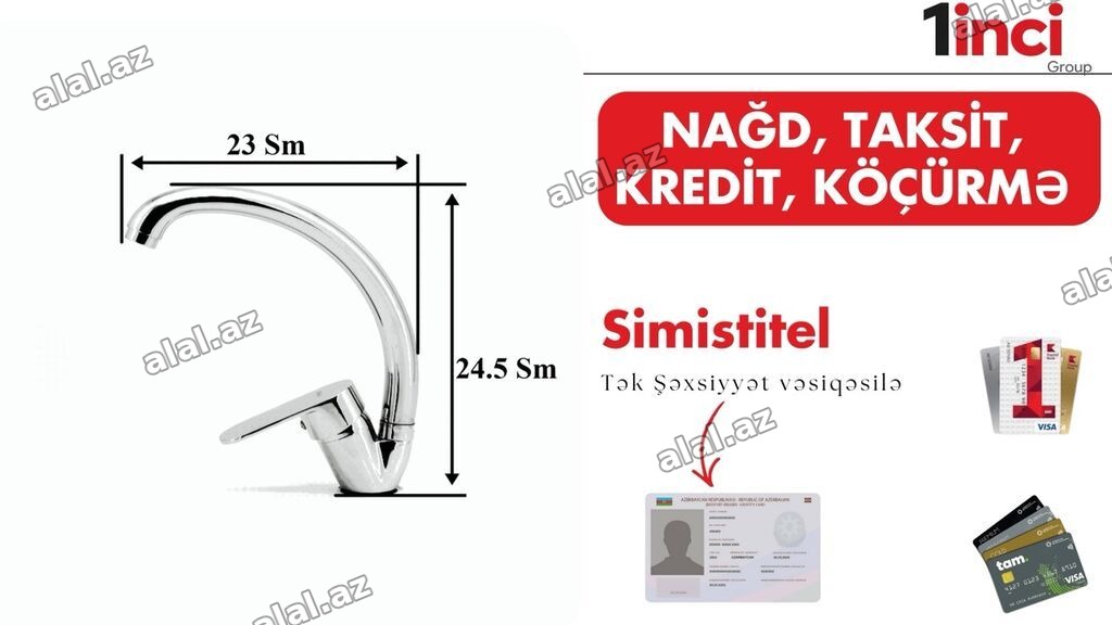 Mətbəx üçün qarışdırıcı (mikser) kran - Material: xrom örtüklü metal