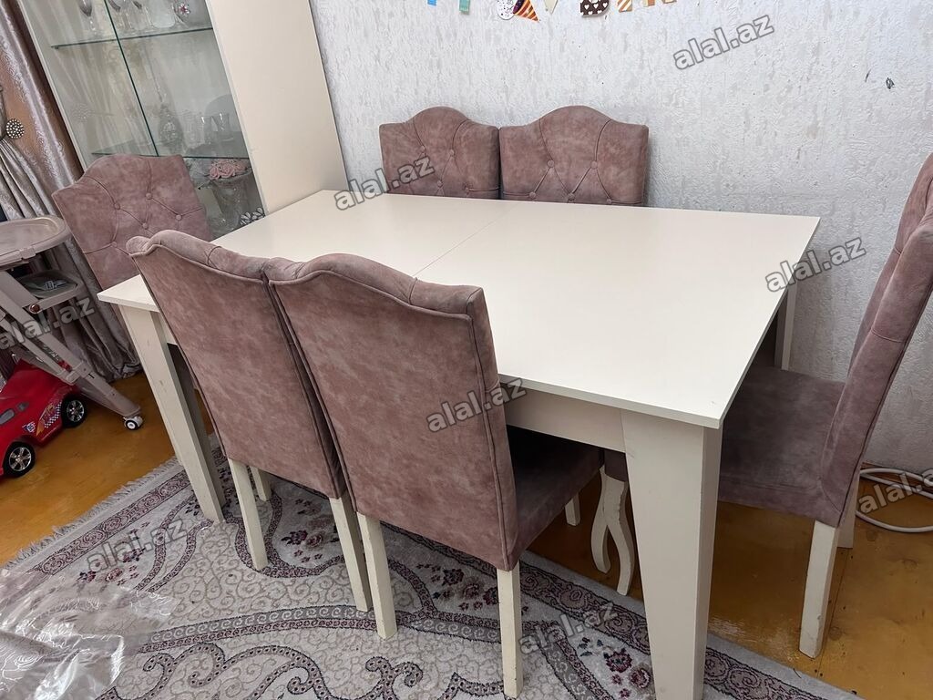 Qonaq otağı üçün, İşlənmiş, Kvadrat masa, 4 stul
