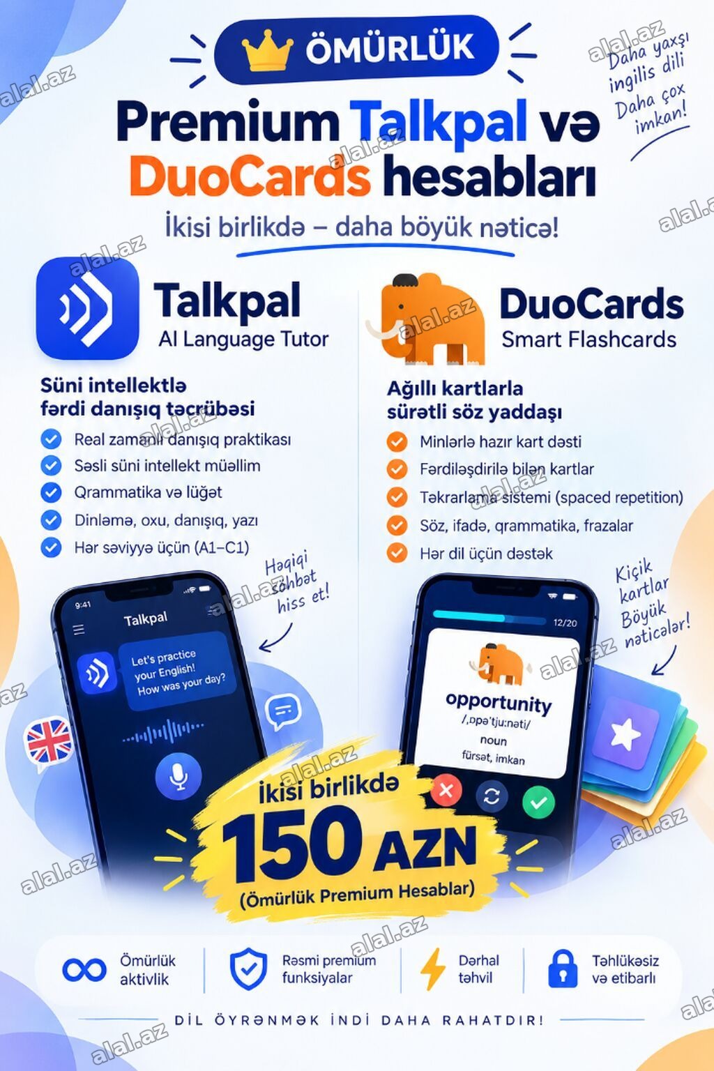 Xarici dil kursu, İngilis dili, Böyüklər üçün, Uşaqlar üçün, Danışıq klubu