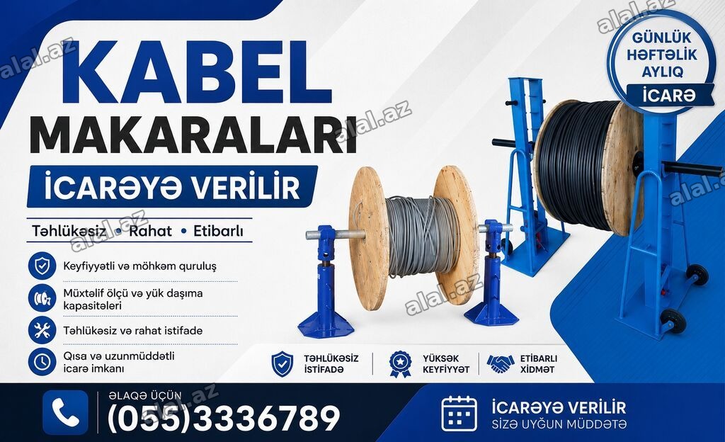 Kabel açan qurğu. kabel makası. kabel barabanı açan. icarəyə verilir
