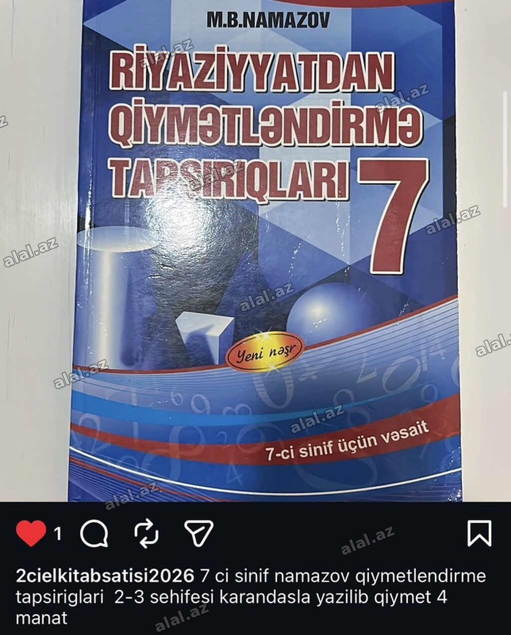 Məhsul: “Riyaziyyatdan Qiymətləndirmə Tapşırıqları 7” – M.B. Namazov -