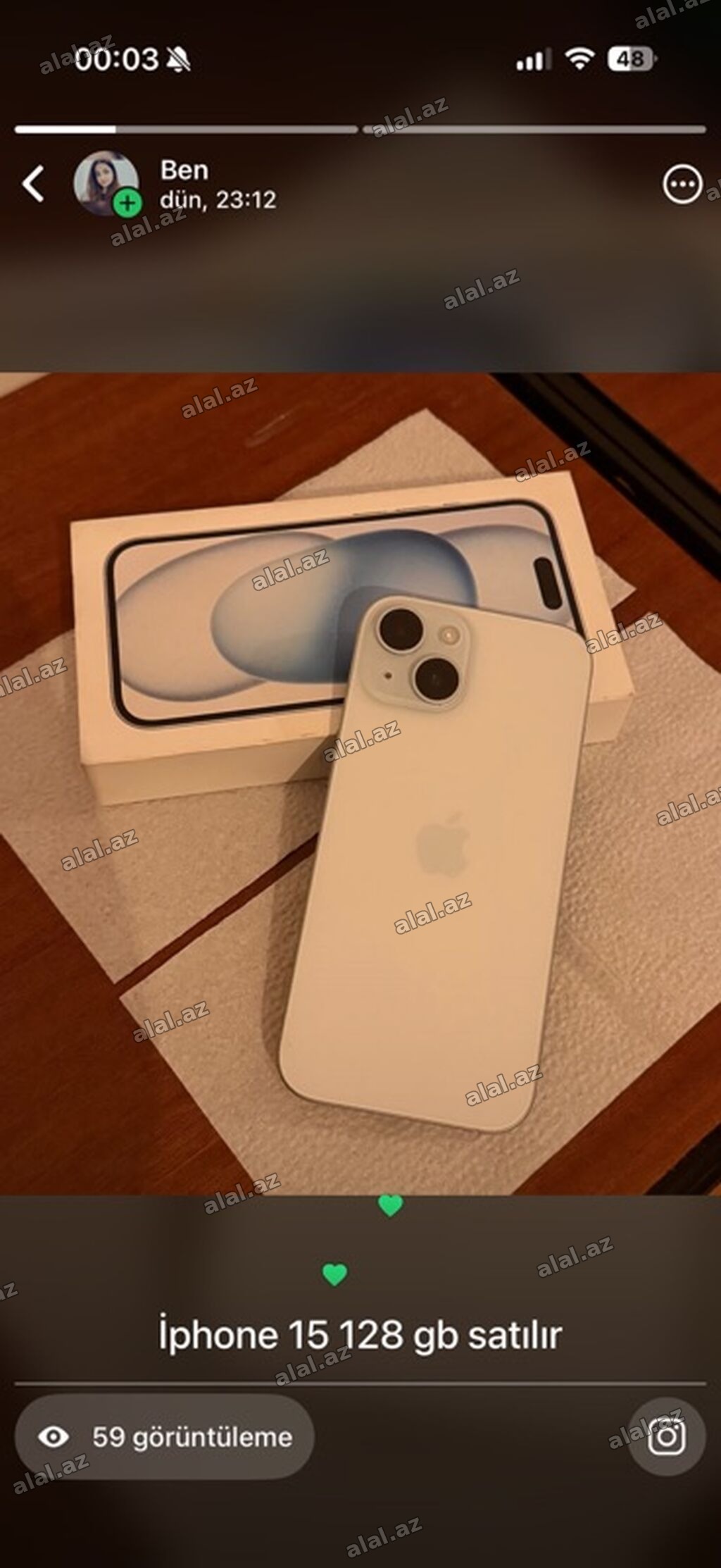 IPhone 15, 128 GB, Ağ, Face ID