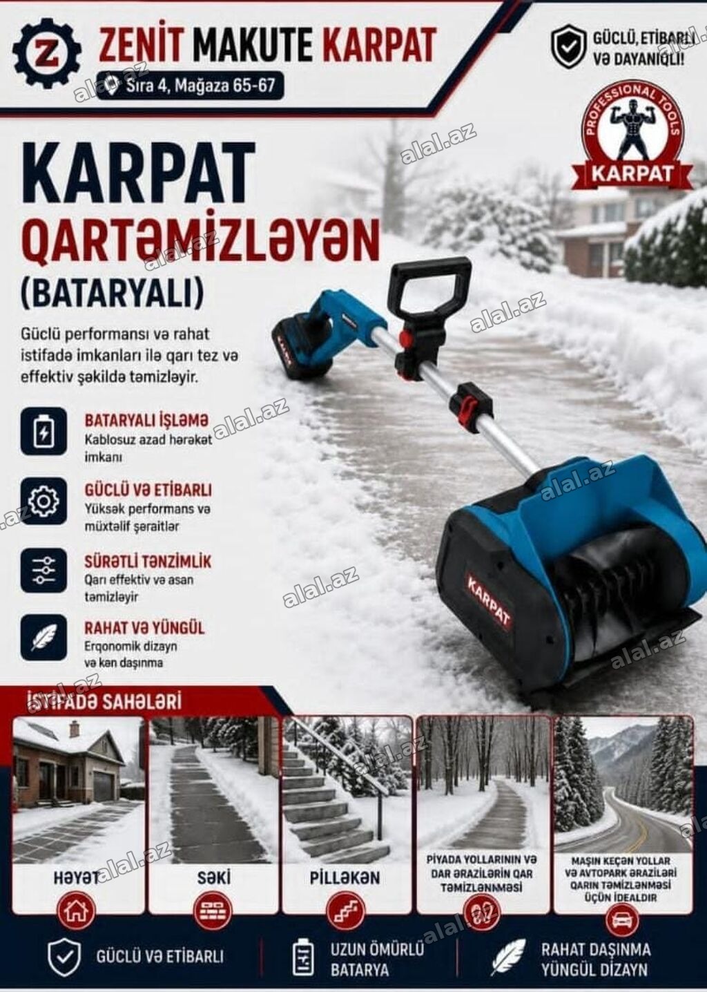 Qar təmizləyən zaryatkalı model fk-50152 130 azn qiymət Globex –