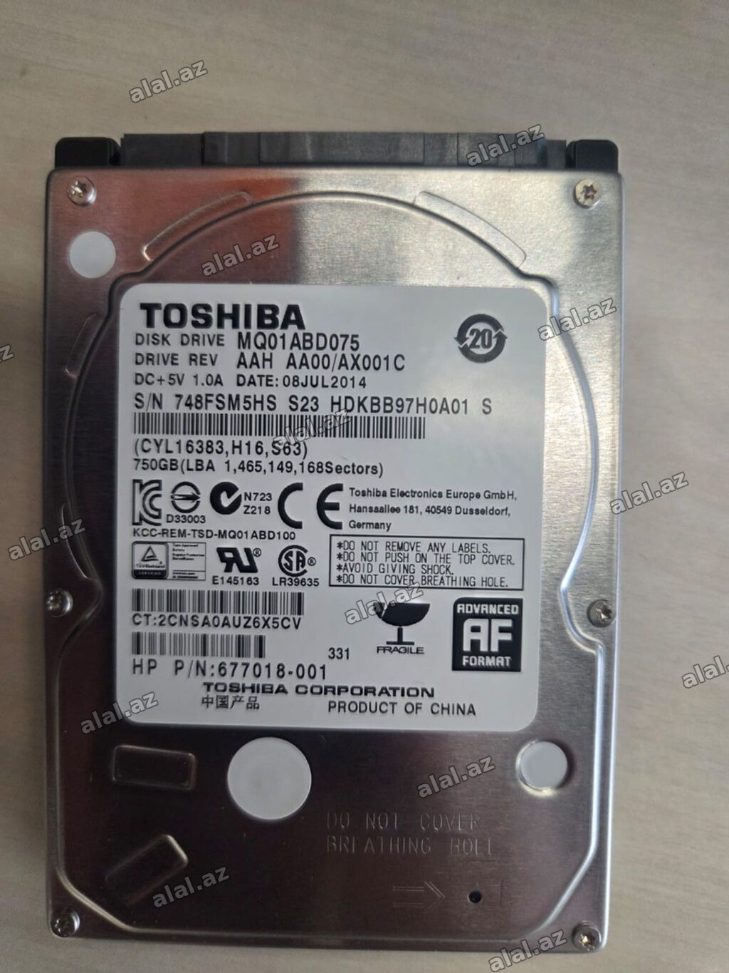 Toshiba 750GB 2.5" Sata noutbuk və pc üçün sərt diski satılır