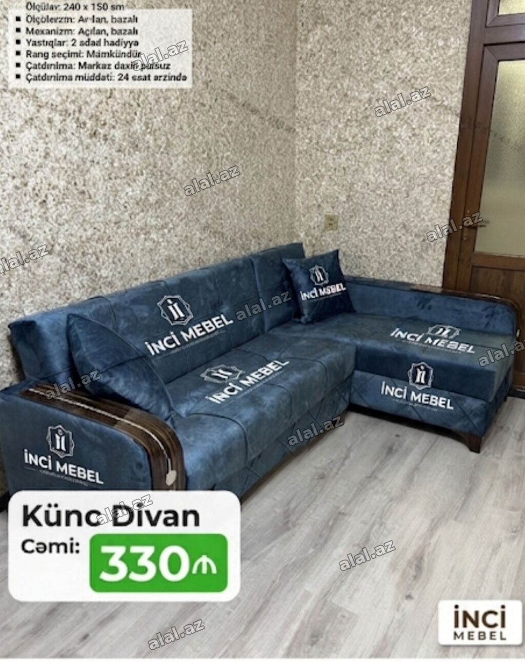 Künc divan, Yeni, Açılan, Bazalı, Parça, Şəhərdaxili pulsuz çatdırılma