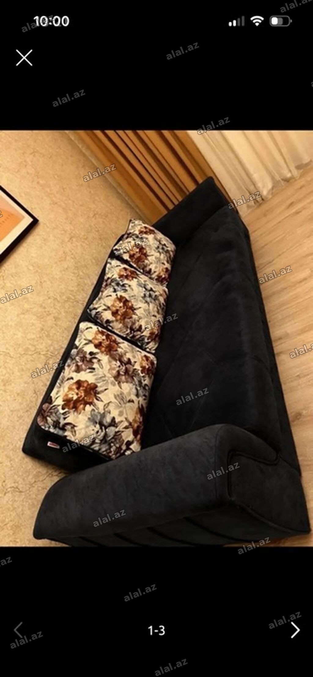 3 yerlik geniş divan - Rəng: tünd qara/antrasit gövdə - Material