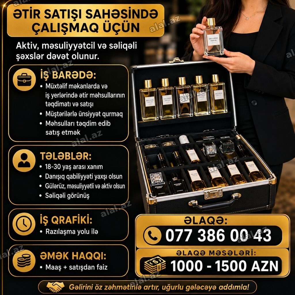 Satış məsləhətçisi tələb olunur, Yalnız qadınlar üçün, 18-29 yaş, Təcrübəsiz, Ay