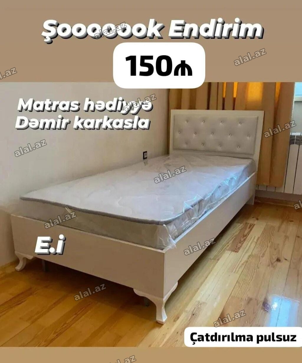 Tək nəfərlik çarpayı – endirimli - Qiymət: 150₼ (bazalı model 220₼) -