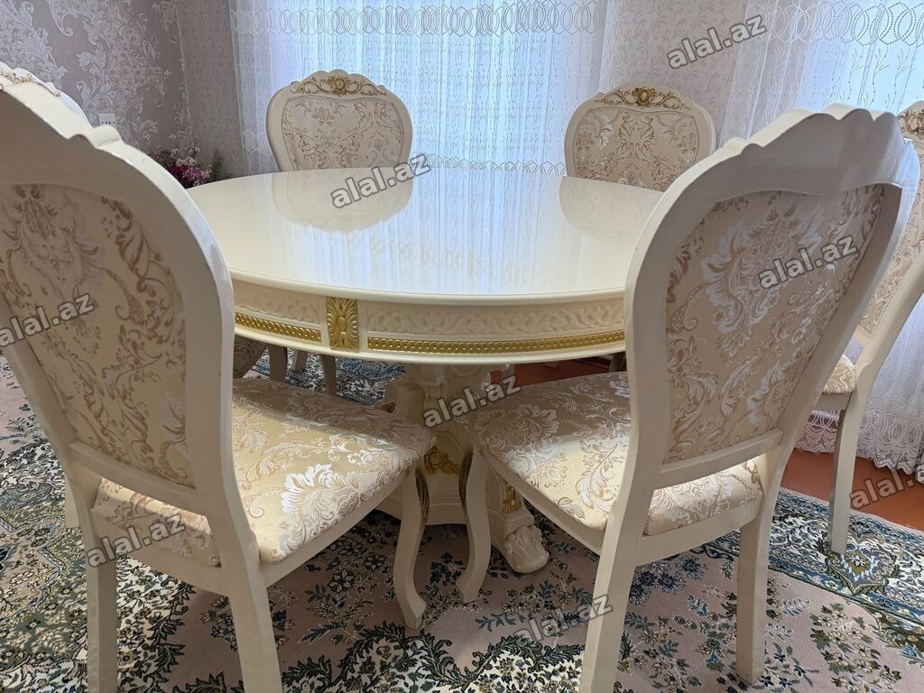 Qonaq otağı üçün, İşlənmiş, Yumru masa, 6 stul