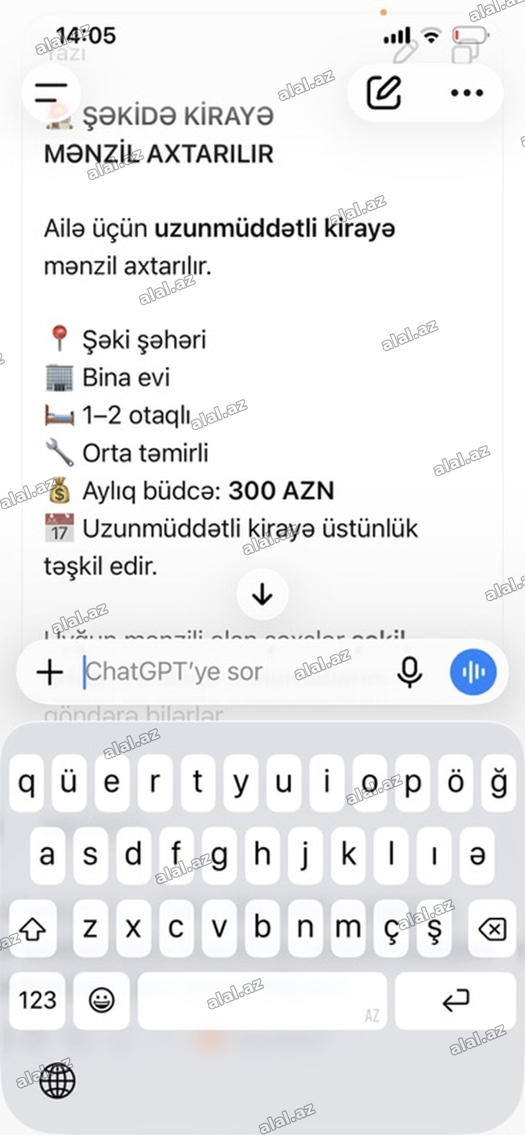 Şəkidə uzunmüddətli kirayə mənzil axtarılır. - Yerləşmə: Şəki şəhəri