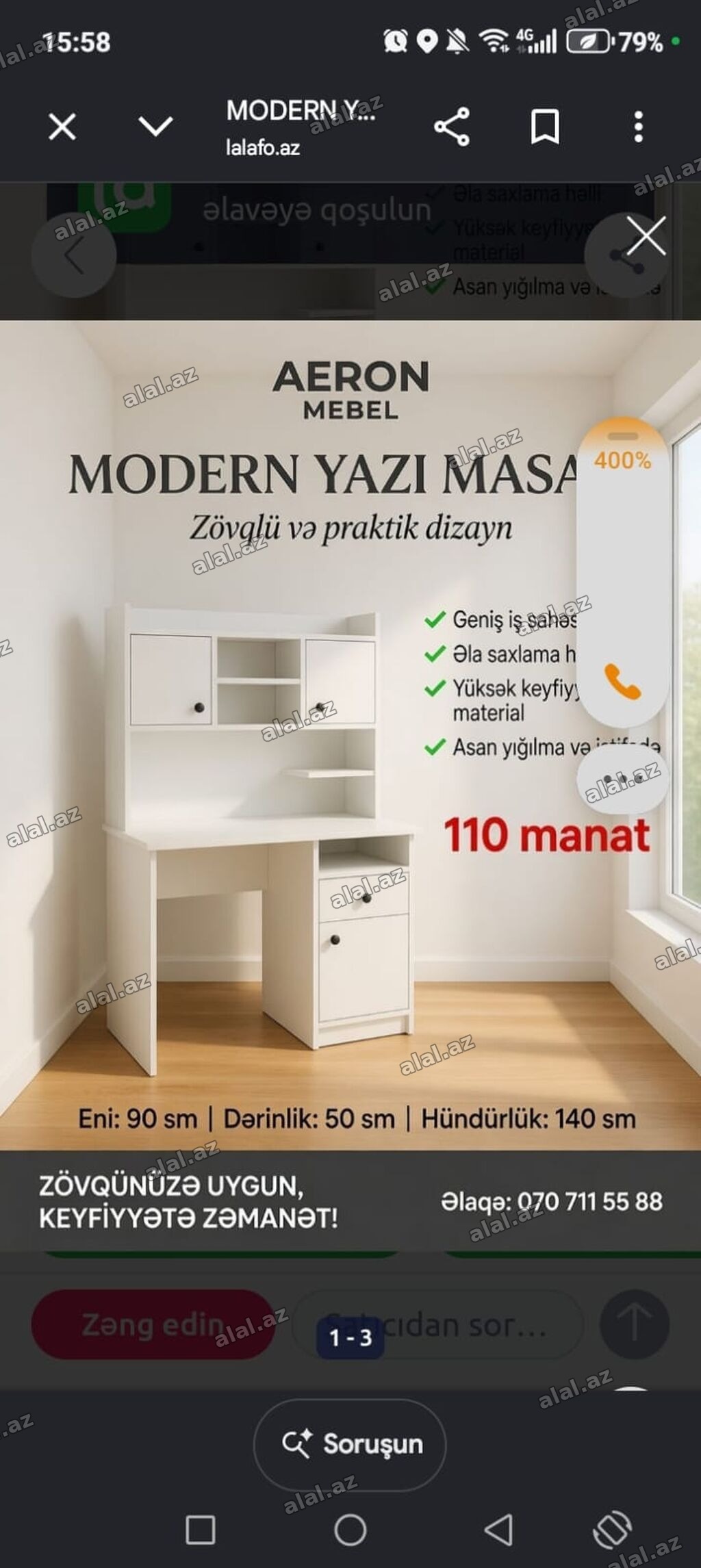 Aeron Mebel – Modern Yazı Masası Zövqlü və praktiki dizaynlı iş