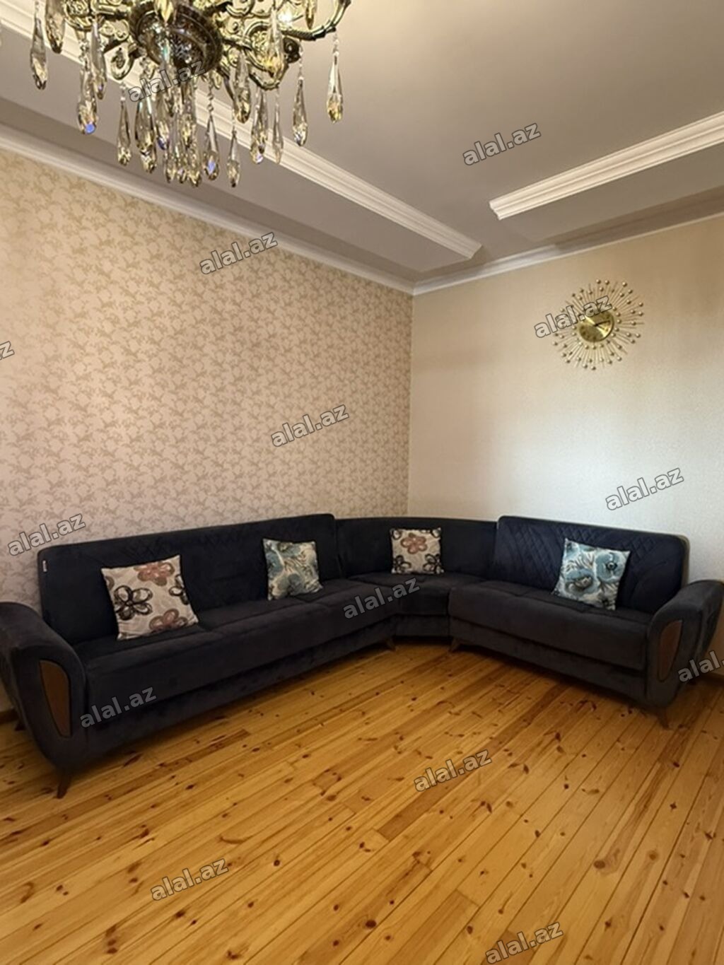 L‑şəkilli yumşaq künc divan - Rəng: tünd kömür-boz - Material