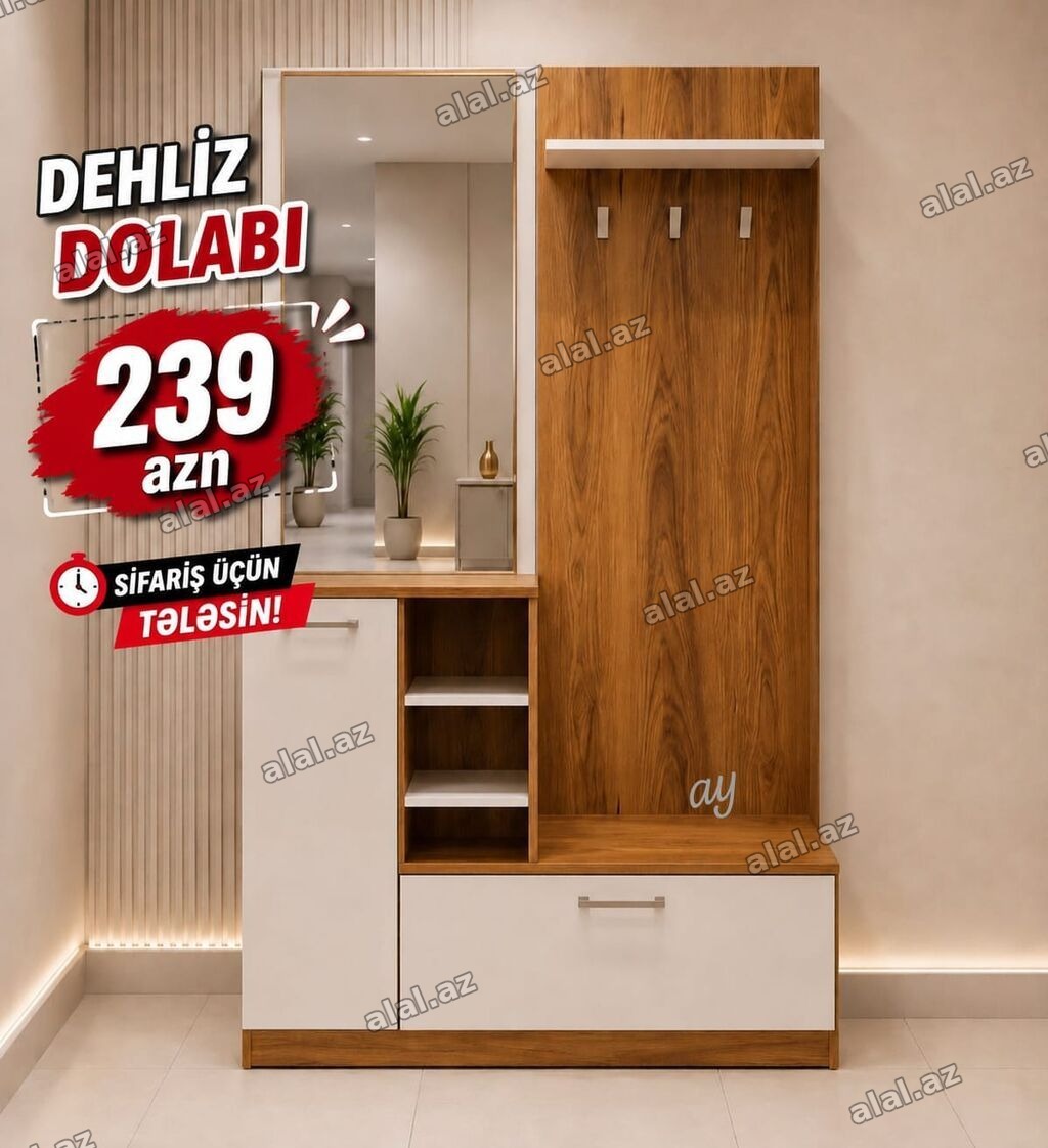 ✨ *Yeni Dəhliz Dolabı* ✨ 📏 Ölçü: 120×40×200 💰 *Qiymət: 239 ₼* 🎨 Rəng