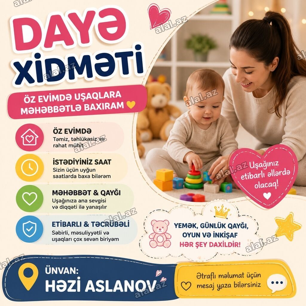 Daya xidməti – uşaqlara sevgi və diqqətlə baxım - Öz evimdə: Təmiz