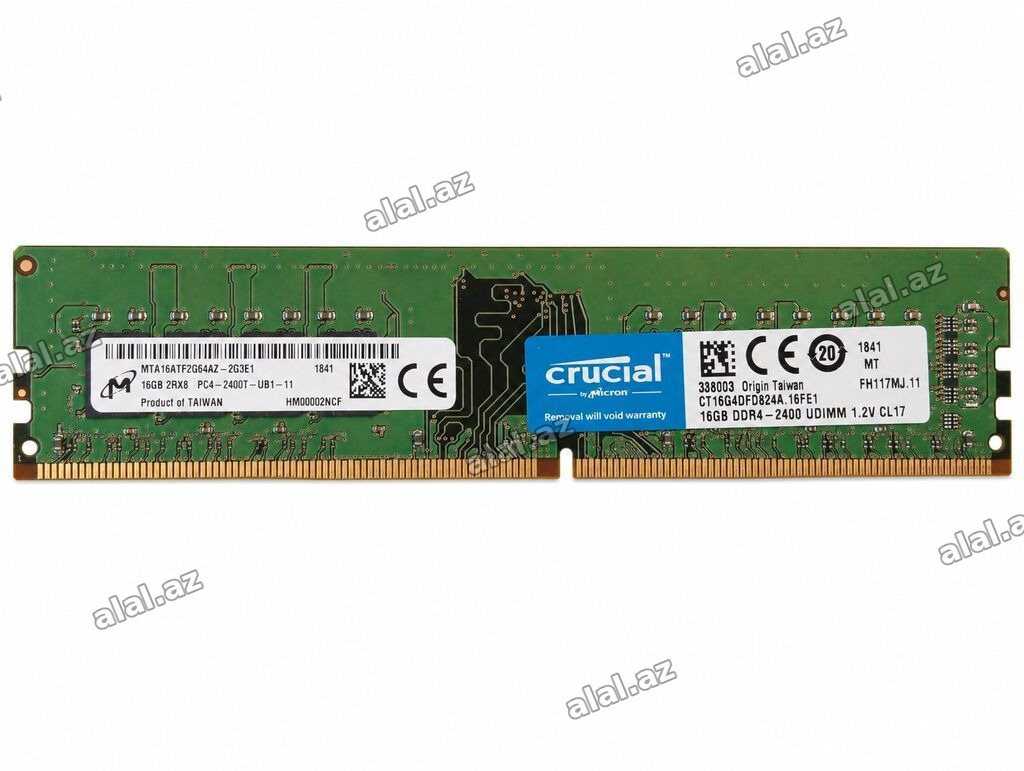 Operativ yaddaş (RAM) Crucial, 16 GB, 2400 Mhz, DDR4, PC üçün, İşlənmiş