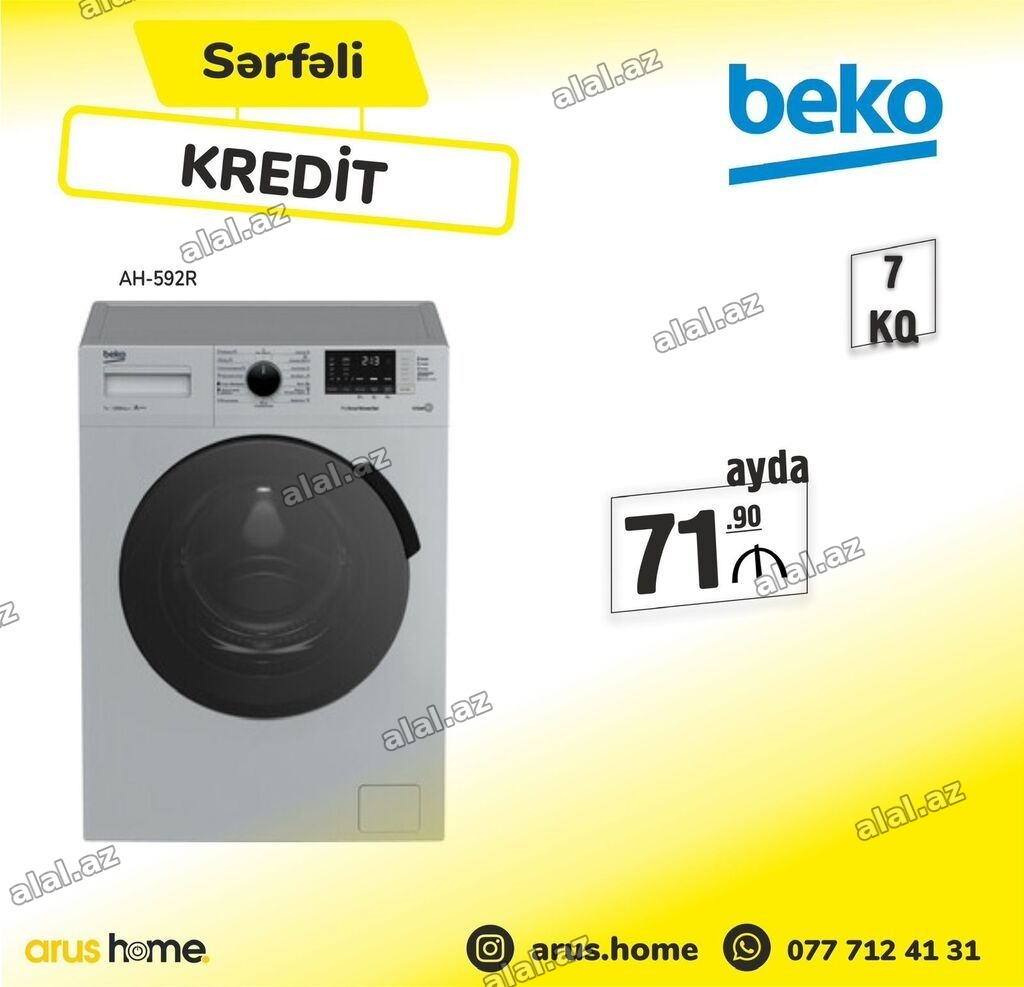 Beko paltaryuyan maşın – model AH-592R - Yük həcmi: 7 kq - Ön