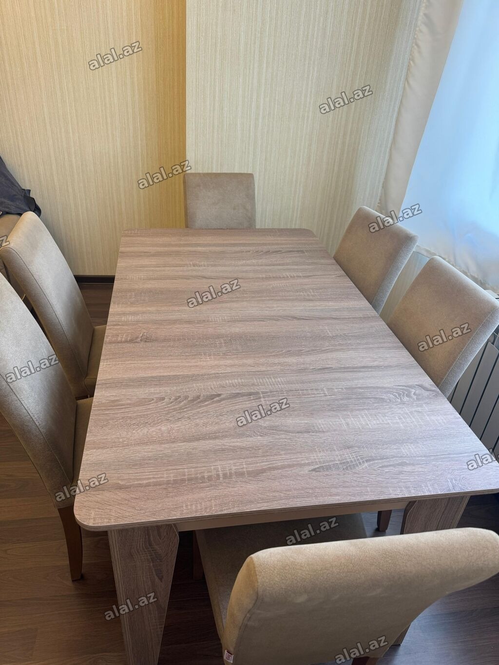 Qonaq otağı üçün, İşlənmiş, Dördbucaq masa, 6 stul