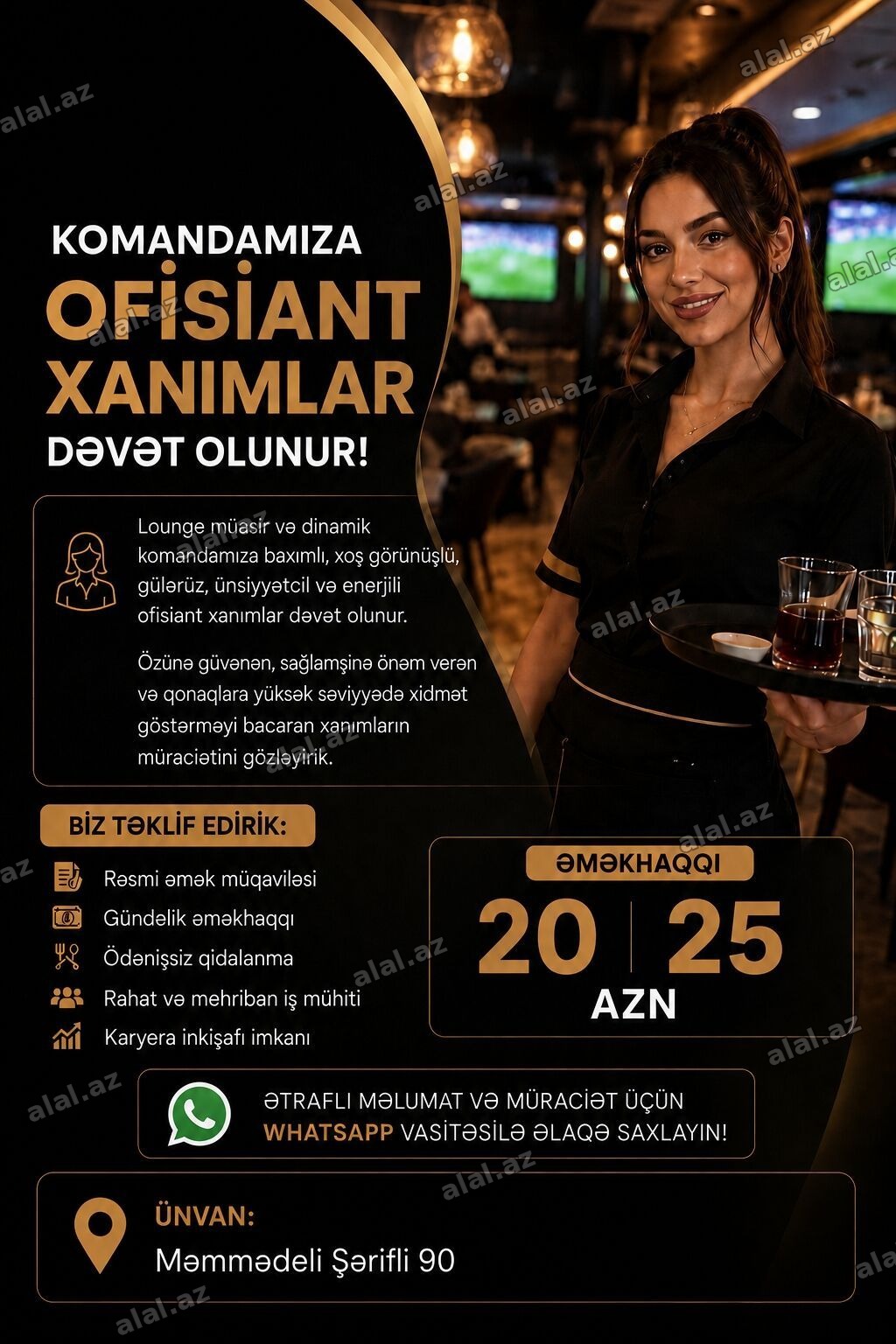 Ofisiant tələb olunur, Kafe, Gündəlik ödəniş