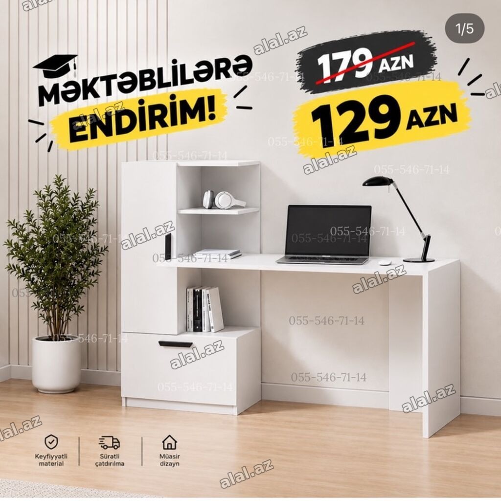 Oğlan və qız üçün, Yeni, Siyirməli, Yazı masası, Stulsuz