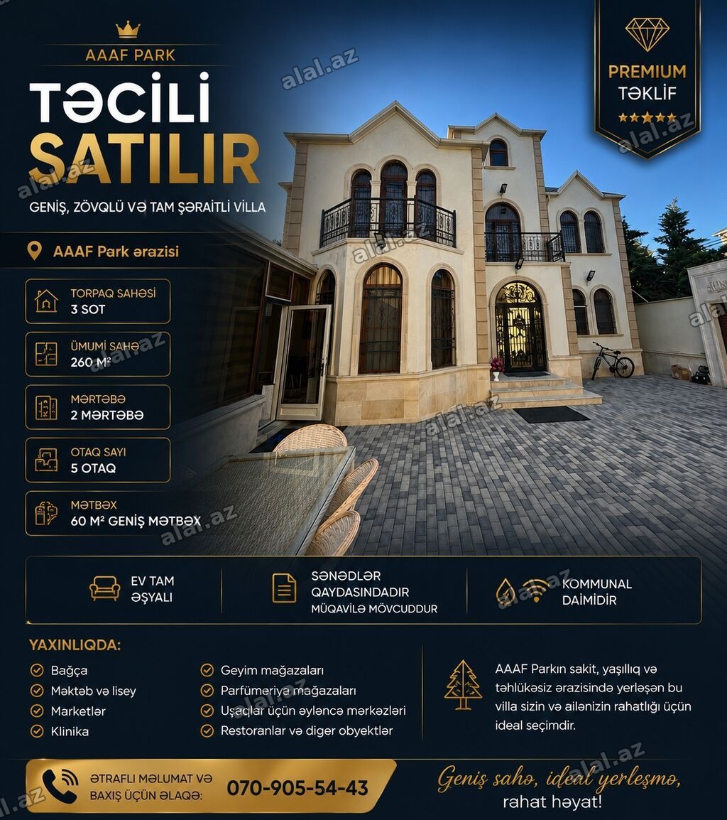 5 otaqlı, 260 kv. m, Kredit yoxdur, Yeni təmirli