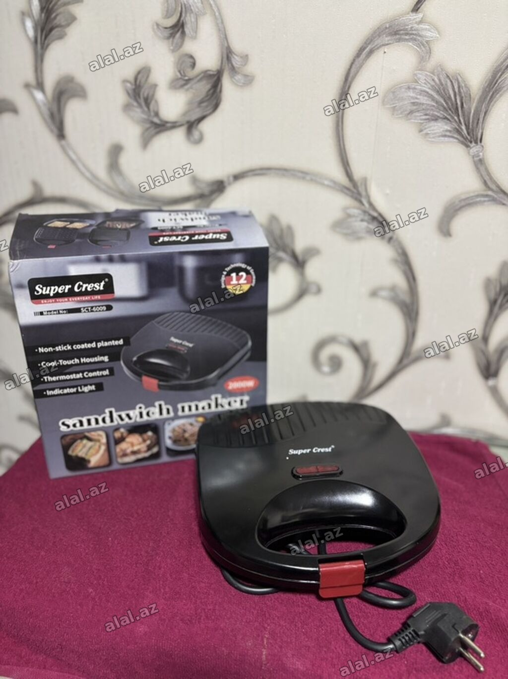 Super Crest SCT-6009 sendviç hazırlayan aparat Toster - Güc: 2000W -