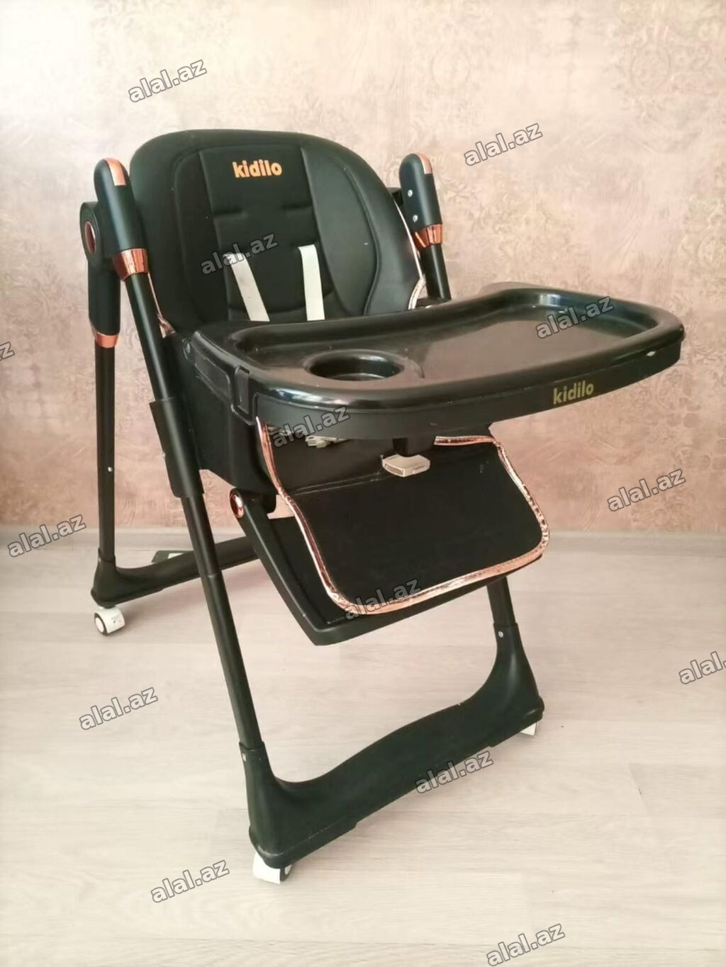 Kidilo uşaq yemək kürsüsü – beynəlxalq brend - Rəng: qara, mis/bronz