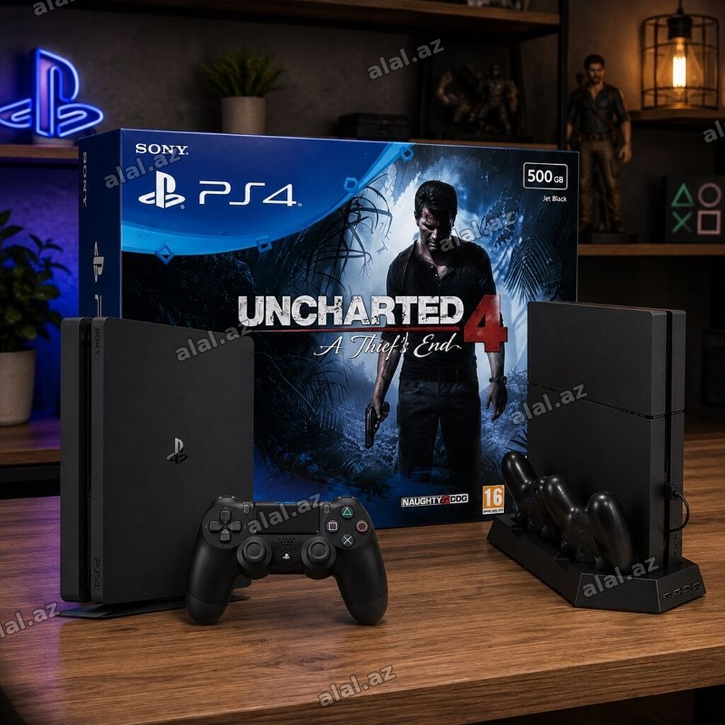 Sony PlayStation 4 Slim “Uncharted 4: A Thief’s End” bundle üzərimdə