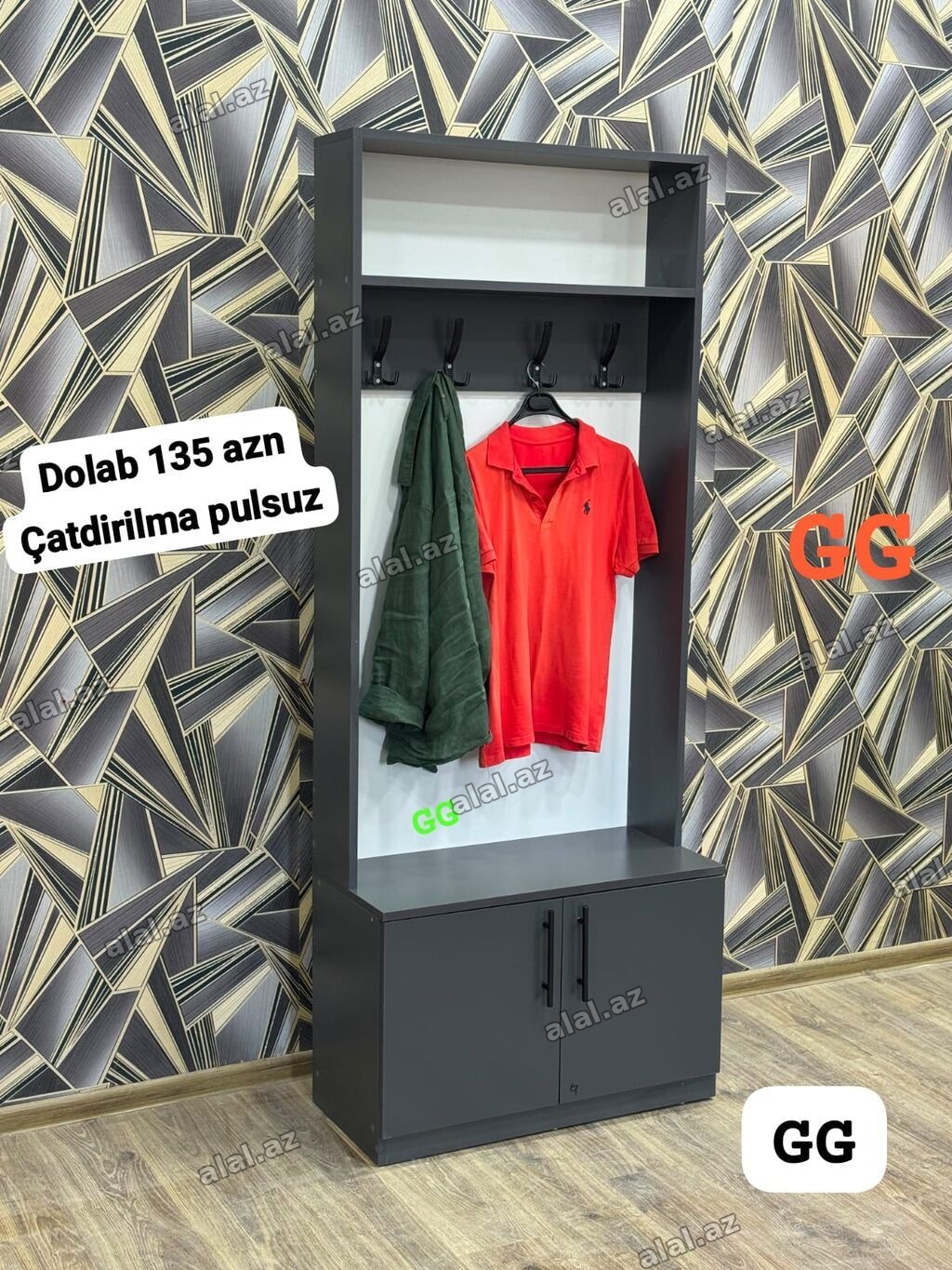 Dəhliz üçün asılqanlı dolab - Ölçü: 200×35×80 sm - Modellər: qara
