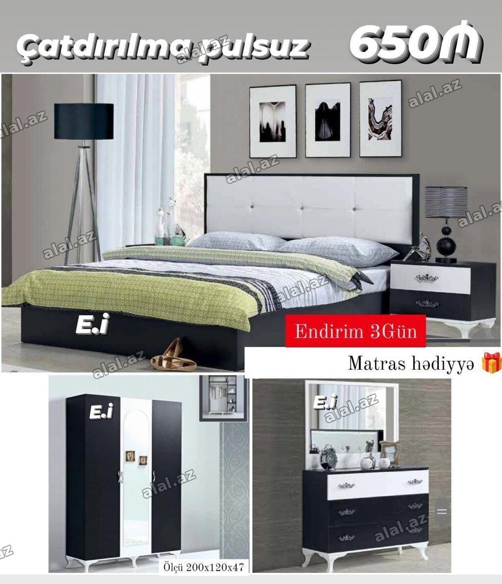 Yataq otağı dəsti – müasir dizayn Komplekt: - Yataq çərçivəsi (başlıq
