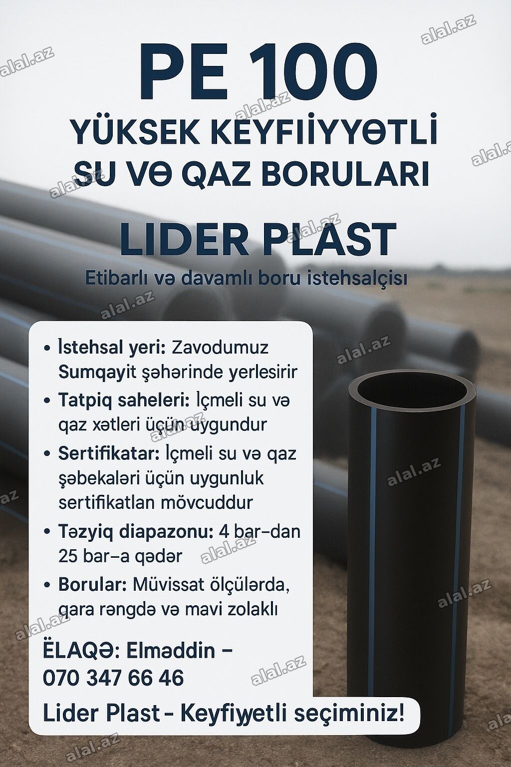 Su borusu, Plastik, 20 mm, Yeni