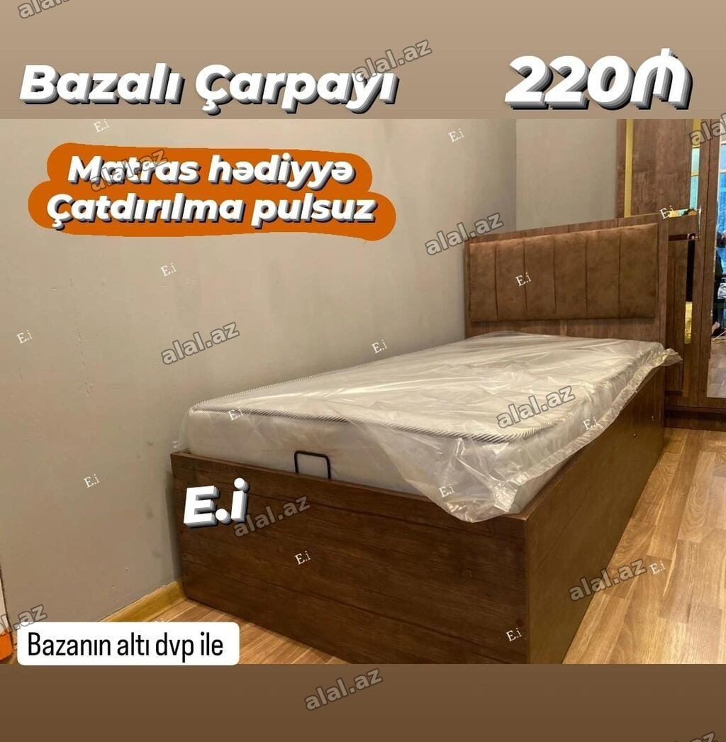 Yeni, Təknəfərlik çarpayı, Bazalı, Matras ilə, Siyirməsiz