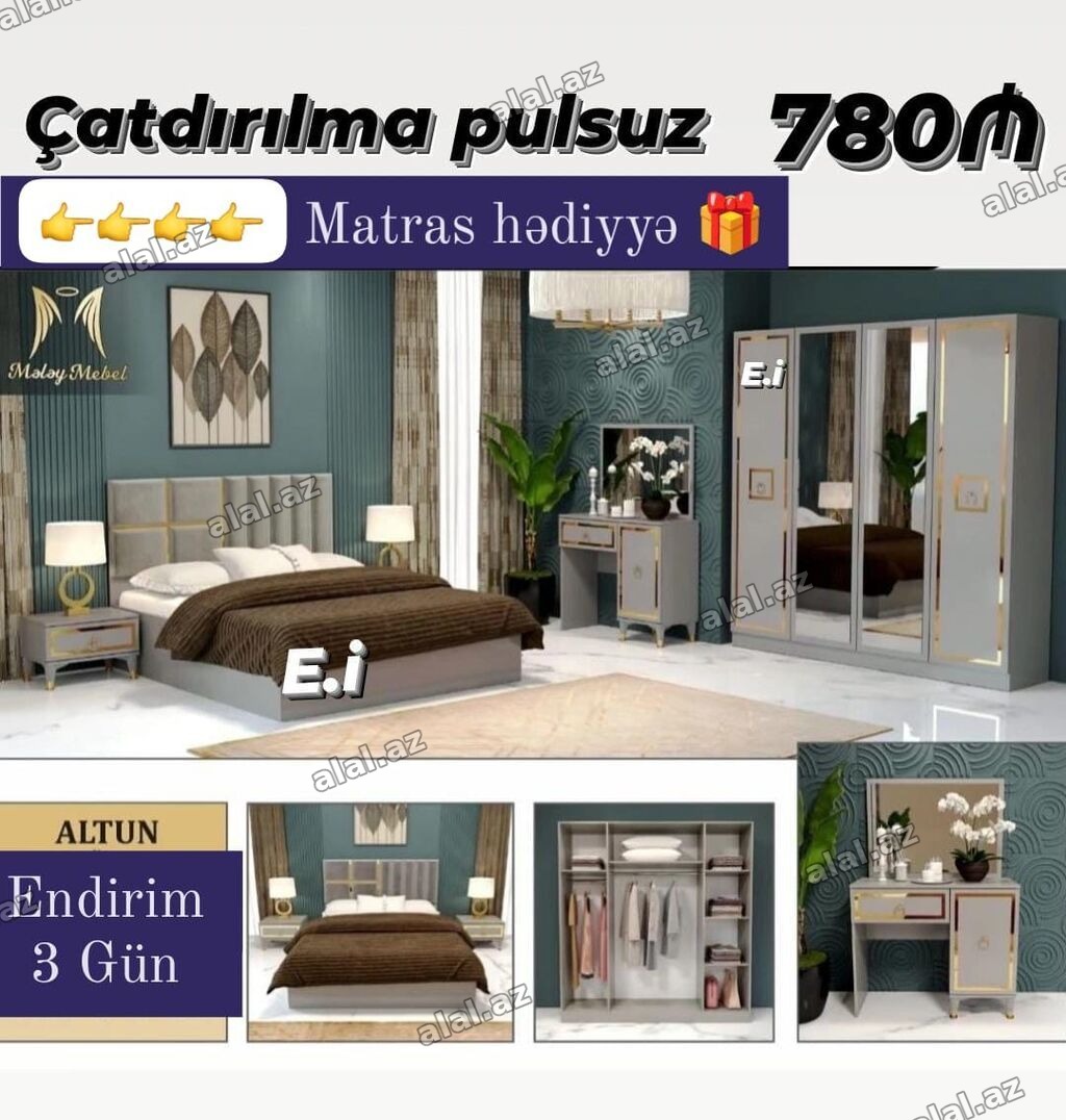 Yataq otağı dəsti – “Altun” model • Komplekt: 2 nəfərlik çarpayı