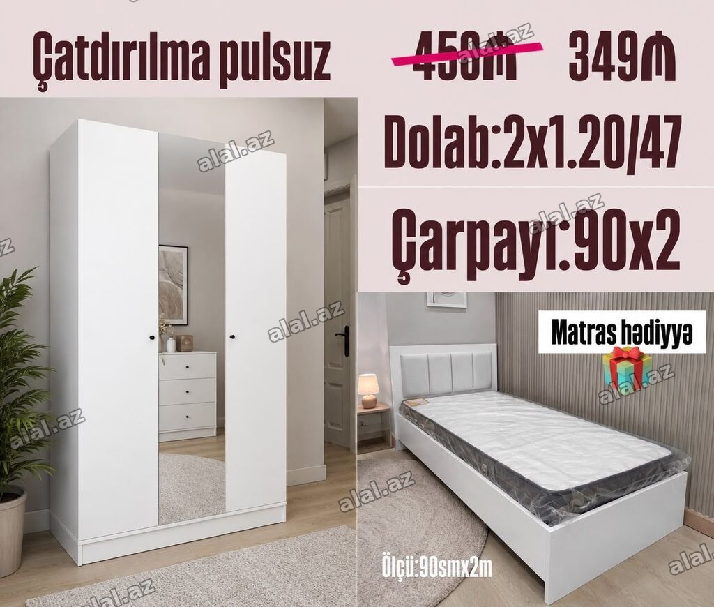 *Gənc oda🤴👸 DOLAB+ÇARPAYI*_ 💥 Yeni və sifarişlə Qiymət : *349₼*